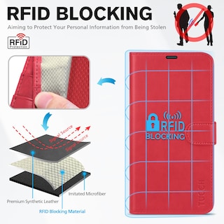 Foto 3 | Foto 3 | Funda Tipo Cartera Tucch Para Iphone 14 De 6,1 Pulgadas Con Bloqueo Rfid, Color Rojo - Venta Internacional.