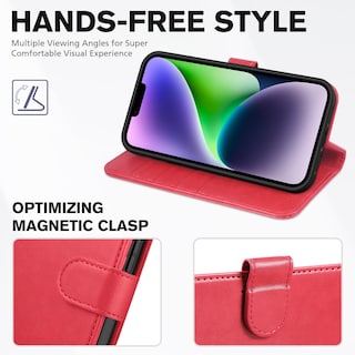 Foto 4 | Foto 4 | Funda Tipo Cartera Tucch Para Iphone 14 De 6,1 Pulgadas Con Bloqueo Rfid, Color Rojo - Venta Internacional.
