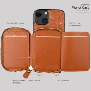 Foto 7 | Foto 7 | Funda Tipo Cartera Tipo Bandolera Bocasal Para Iphone 13 De 6,1 Pulgadas, Color Marrón - Venta Internacional.