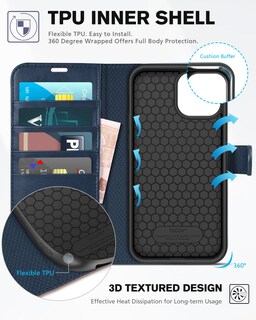 Foto 5 | Foto 5 | Funda De Teléfono Tucch Wallet De Piel Sintética Rfid Para Iphone 13 Pro Max 6.7 - Venta Internacional.