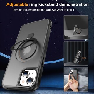Foto 6 | Foto 6 | Funda De Teléfono Sterker Con Soporte Magnético Para Iphone 15 6.1, Color Negro - Venta Internacional.