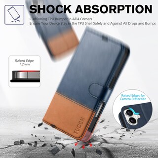 Foto 6 | Foto 6 | Funda Tipo Cartera Tucch Para Iphone 16 De 6.1 Pulgadas Con Función Atril, Color Azul Y Marrón - Venta Internacional.