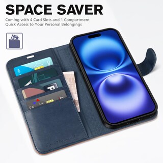 Foto 7 | Foto 7 | Funda Tipo Cartera Tucch Para Iphone 16 De 6.1 Pulgadas Con Función Atril, Color Azul Y Marrón - Venta Internacional.