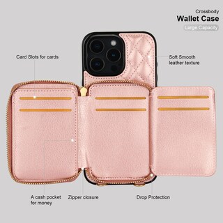 Foto 7 | Foto 7 | Funda Tipo Cartera Tipo Bandolera Bocasal Para Iphone 16 Pro Max Oro Rosa - Venta Internacional.