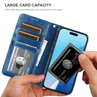 Foto 5 | Foto 5 | Funda Tipo Cartera Bocasal Para Iphone 16 Pro Con Piel Azul Magsafe - Venta Internacional.