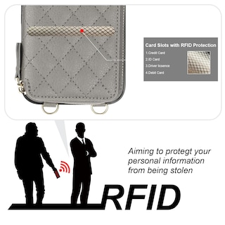 Foto 3 | Foto 3 | Funda Tipo Cartera Tipo Bandolera Bocasal Para Iphone 16 Pro Max Rfid Color Gris - Venta Internacional.