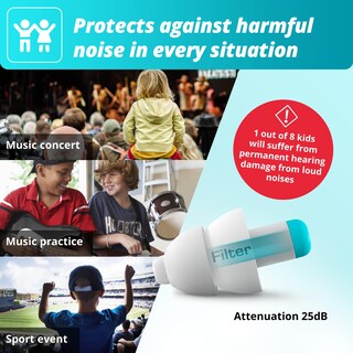 Foto 3 | Foto 3 | Tapones Para Los Oídos Alpine Pluggies Filtered 25 Db Para Niños De 5 A 12 Años - Venta Internacional.