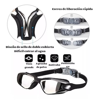 Foto 3 | Foto 3 | Traje De Baño Deportivo Mujer Natación Lycra+gorra Y Goggles Talla: L Eo Safe Imports Esi-18092 Negro