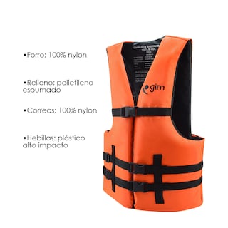 Foto 5 | Foto 5 | Chaleco Salvavidas Gim Tipo III Resistente al Sol y Agua de Mar con Hebillas de Plástico Alto Impacto Talla 36-38 Soporta 75 K