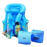 Set 3pz Niño Chaleco Flotador Animado Inflable Salvavida Y Brazo Talla Meo Safe Importsesi-20266 Azul