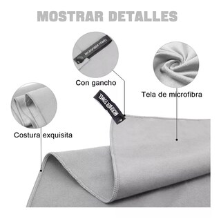 Foto 3 | Foto 3 | Toalla Microfibra Eo Safe Imports Esi-7755 Secado Rápido Gym Baño Viaje Gris 3 Piezas