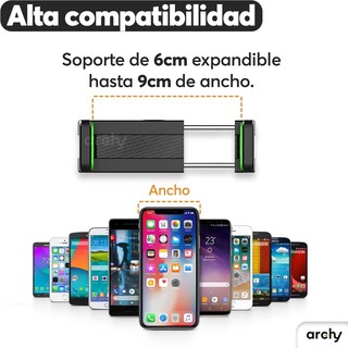 Foto 5 | Foto 5 | Soporte Base Porta Celular Archy Auto 360 Grados Para Parasol Visera De Coche Volante Compatibilidad Universal