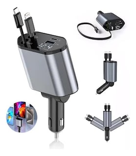 Foto 1 | Foto 1 | Cargador Con Entrada para IOS & Android tipo C Dual Para Auto Con Cables Retractiles