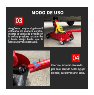 Foto 3 | Foto 3 | Gato Hidráulico de Patín 2 Toneladas Acero Inoxidable Rojo