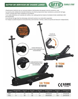 Foto 3 | Foto 3 | Gato Hidraulico De Patin Tipo Lagarto Cap. 10tn Marca Mtr Mod. E1010