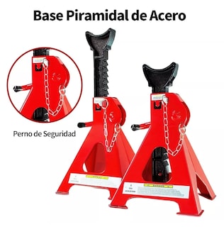 Foto 3 | Foto 3 | Torre De Auto 2 Piezas 3 Toneladas Doble Seguro Altura 31-42cm, Rojo/negro