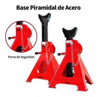 Foto 3 | Foto 3 | Torre De Auto Belug 2 Piezas 3 Toneladas Doble Seguro Altura 31-42cm, Rojo/negro