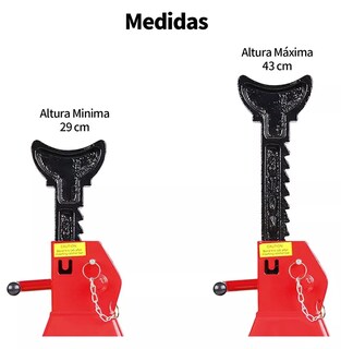 Foto 5 | Foto 5 | Torre De Auto Belug 2 Piezas 3 Toneladas Doble Seguro Altura 31-42cm, Rojo/negro