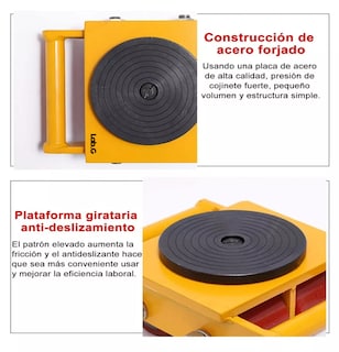 Foto 3 | Foto 3 | Patin Tortuga Lab.g 4 Ruedas Para Mover Carga Hasta 6t Toneladas Amarillo