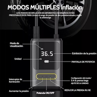 Foto 2 | Foto 2 | Compresor De Aire Portatil 80w Inflador De Llantas Bomba Eo Safe Imports Esi-14893 Negro