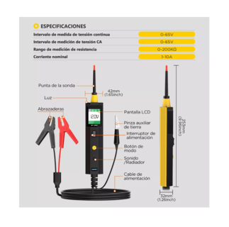 Foto 3 | Foto 3 | Probador de Circuito Automotriz Autool 6-30v Power Negro