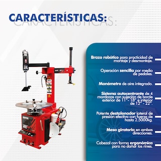 Foto 5 | Foto 5 | Desmontadora de Llantas Hantec HTCD808B color Rojo Rin 10 a 24 + Brazo Robótico