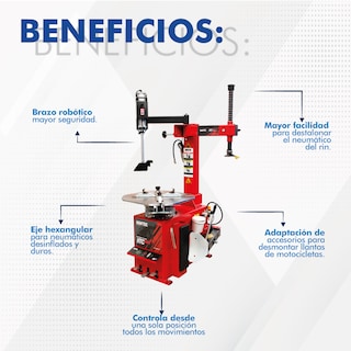 Foto 6 | Foto 6 | Desmontadora de Llantas Hantec HTCD808B color Rojo Rin 10 a 24 + Brazo Robótico