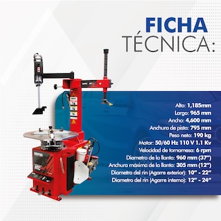 Foto 7 | Foto 7 | Desmontadora de Llantas Hantec HTCD808B color Rojo Rin 10 a 24 + Brazo Robótico