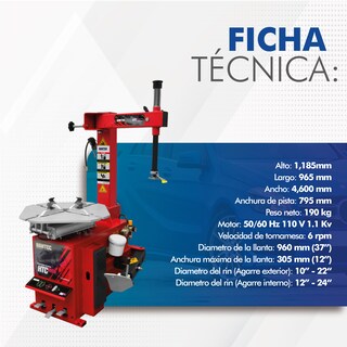 Foto 8 | Foto 8 | Desmontadora de Llantas Hantec HTCD808 color Rojo Rines 11 a 21