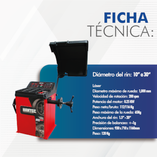 Foto 7 | Foto 7 | Balanceadora Láser Hantec HTCB808L color Rojo para Llantas de Autos y Camionetas de 10 a 30 \