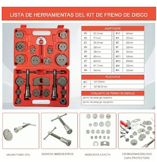 Foto 3 | Foto 3 | Set Opresor Pistón Frenos Cambiar Balatas Auto Universal Eo Safe Imports 22pz color Rojo