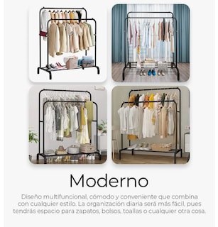 Foto 6 | Foto 6 | Perchero Elegante Organizador De Ropa Closet Doble Armario
