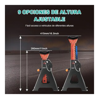 Foto 2 | Foto 2 | Torre Auto Lab.g 2 Piezas 3 Toneladas Doble Seguro Altura 28-42 Cm Negro Naranja