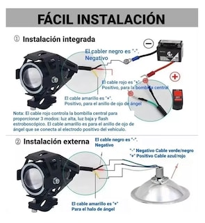Foto 4 | Foto 4 | Faros Ojo De Angel Led Luz Auxiliar U7 Lupa Demonio Moto, 2 Pzas