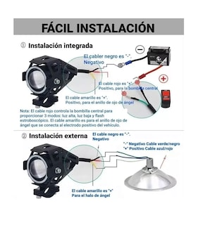 Foto 4 | Foto 4 | Faros Ojo De Angel Led Luz Auxiliar U7 Lupa Demonio Moto, 2 Pzas