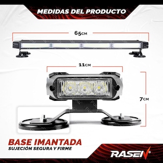 Foto 4 | Foto 4 | Barra Torreta Estrobo Rasen Leds Con Base Magnética 65cm