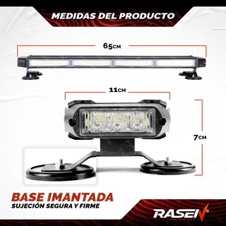 Foto 4 | Foto 4 | Barra Torreta Estrobo Rasen Leds Con Base Magnética 65cm