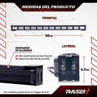 Foto 3 | Foto 3 | Barra Led Para Auto Rasen Multifuncional Luz Blanca Y Amarilla 12 Celdas 36 Led Ángulo De 360° 200m