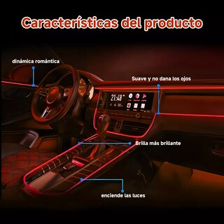 Foto 2 | Foto 2 | Tira Neon Led Flexible Luz Auto Interior Decorativa Eo Safe Imports Esi-17972 Rojo