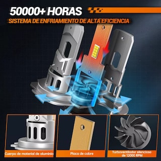 Foto 2 | Foto 2 | H7 Led Kit Focos Led Para Auto 18000lm 6500k X3s Eo Safe Imports Esi-14553 Blanca