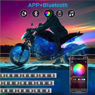 Foto 2 | Foto 2 | Tiras de Luces RGB Led para Motocicleta Eo Safe Imports ESI-6200 Multicolor con Bluetooth 12 Piezas