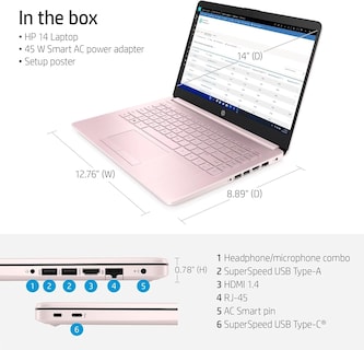 Foto 7 | Foto 7 | Laptop Hp New 14 Hd Ultraligero, Delgado, 16 Gb De Ram, 564 Gb, Rosa - Venta Internacional.