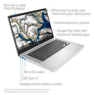 Foto 2 | Foto 2 | Portátil Hp Chromebook 14 Pulgadas Fhd Intel Celeron N4000 4 Gb Ram 32 Gb - Venta Internacional.