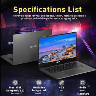 Foto 3 | Foto 3 | Ordenador Portátil Asus Chromebook Cm14 2024 14 Fhd 4 Gb Ram 128 Gb Ssd - Venta Internacional.