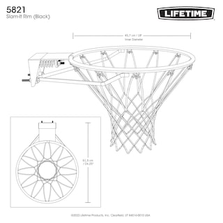 Foto 4 | Foto 4 | Lifetime Basquetbol Slam-it Negro Aro De Baloncesto Adulto Negro (black) 18 Pulgadas