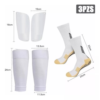 Foto 4 | Foto 4 | Kit Calcetines Antideslizantes Con Espinilleras Para Fútbol 3pcs Eo Safe Imports Esi-8960 Blanco
