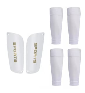 Foto 1 | Foto 1 | Calcetines Antideslizantes Con Espinilleras Para Fútbol Unitalla Blanco 6 piezas