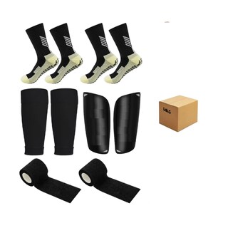 Foto 1 | Foto 1 | Calcetines Antideslizantes + Espinilleras + Vendas para Futbol Lab.g Negro 6 Piezas