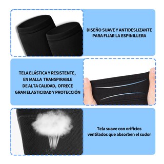 Foto 2 | Foto 2 | Calcetines Antideslizantes + Espinilleras + Vendas para Futbol Lab.g Negro 6 Piezas