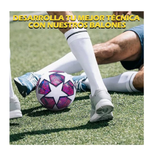 Foto 4 | Foto 4 | Balón Fútbol Soccer Champions Profesional Estrellas Hibrido Blanco y Rosa